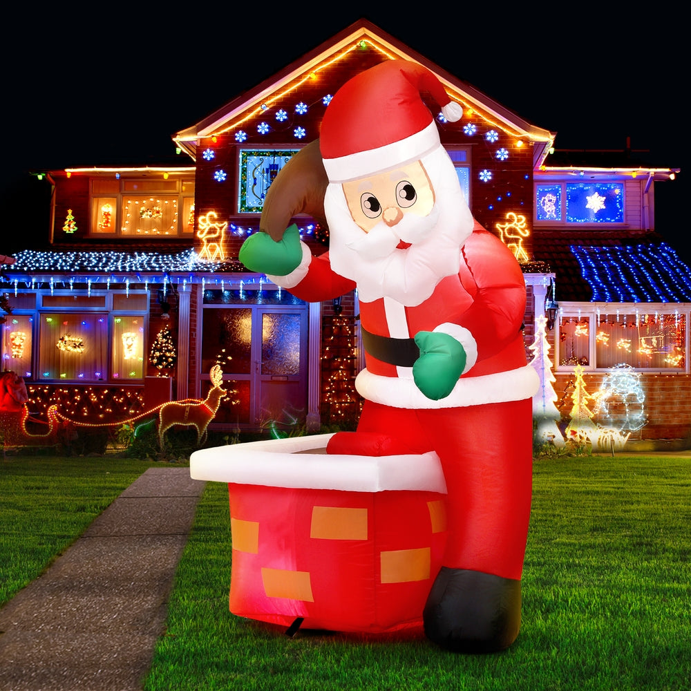 Jingle Jollys Christmas Inflatable Santa Illuminated Decorations XMAS-INF-SANTA-CHIM-4FT