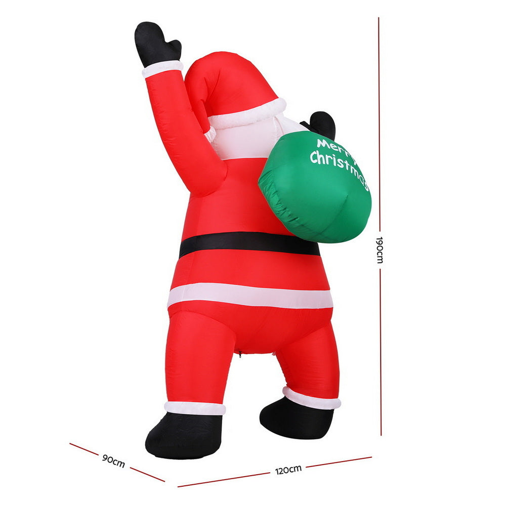 Jingle Jollys Christmas Inflatable Santa Climbing LED Illuminated Decorations 1.9M XMAS-INF-SANTA-CLIMB-6FT