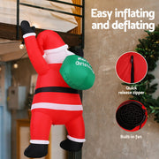Jingle Jollys Christmas Inflatable Santa Climbing LED Illuminated Decorations 1.9M XMAS-INF-SANTA-CLIMB-6FT