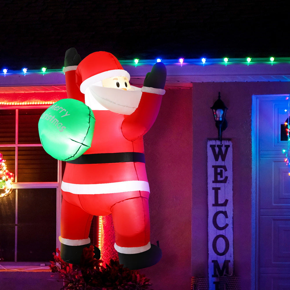 Jingle Jollys Christmas Inflatable Santa Climbing LED Illuminated Decorations 1.9M XMAS-INF-SANTA-CLIMB-6FT