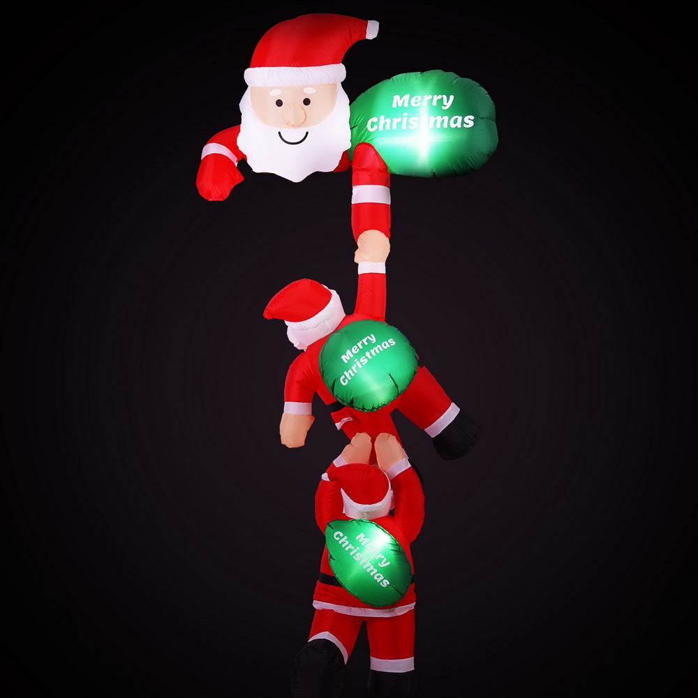 Jingle Jollys Christmas Inflatable Climbing Santa 2.5M Height LED Decorations Illuminated XMAS-INF-SANTA-CLIMB-8FT