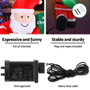 Jingle Jollys Christmas Inflatable Climbing Santa 2.5M Height LED Decorations Illuminated XMAS-INF-SANTA-CLIMB-8FT
