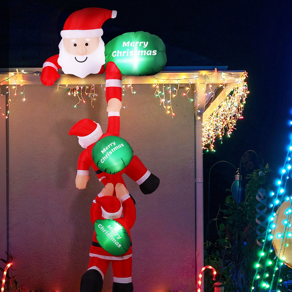 Jingle Jollys Christmas Inflatable Climbing Santa 2.5M Height LED Decorations Illuminated XMAS-INF-SANTA-CLIMB-8FT
