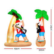 Jingle Jollys Christmas Inflatable Santa Guitar 2.1M Led Illuminated Decorations XMAS-INF-SANTA-GUITAR-7FT