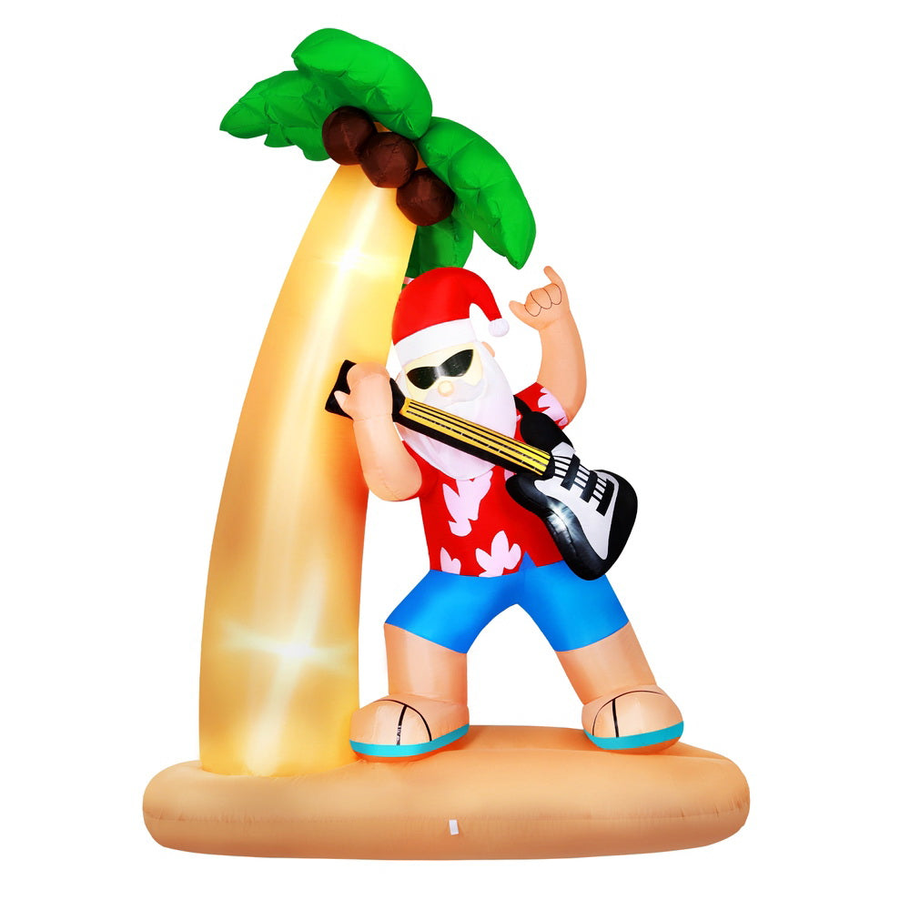Jingle Jollys Christmas Inflatable Santa Guitar 2.1M Led Illuminated Decorations XMAS-INF-SANTA-GUITAR-7FT