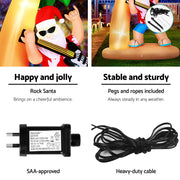 Jingle Jollys Christmas Inflatable Santa Guitar 2.1M Led Illuminated Decorations XMAS-INF-SANTA-GUITAR-7FT