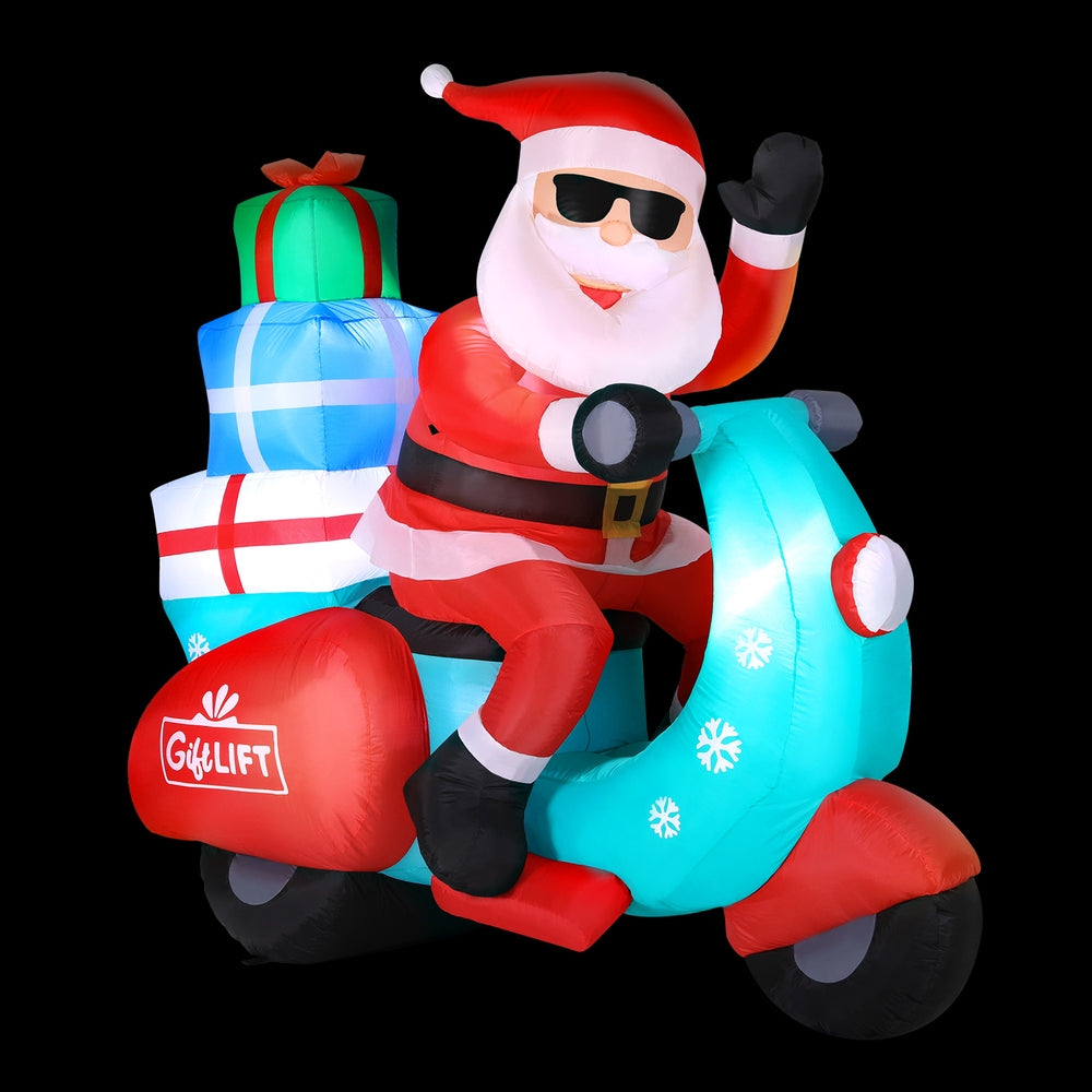 Jingle Jollys Christmas Inflatable Santa Motorbike LED Illuminated Decorations XMAS-INF-SANTA-MOTOR-6FT