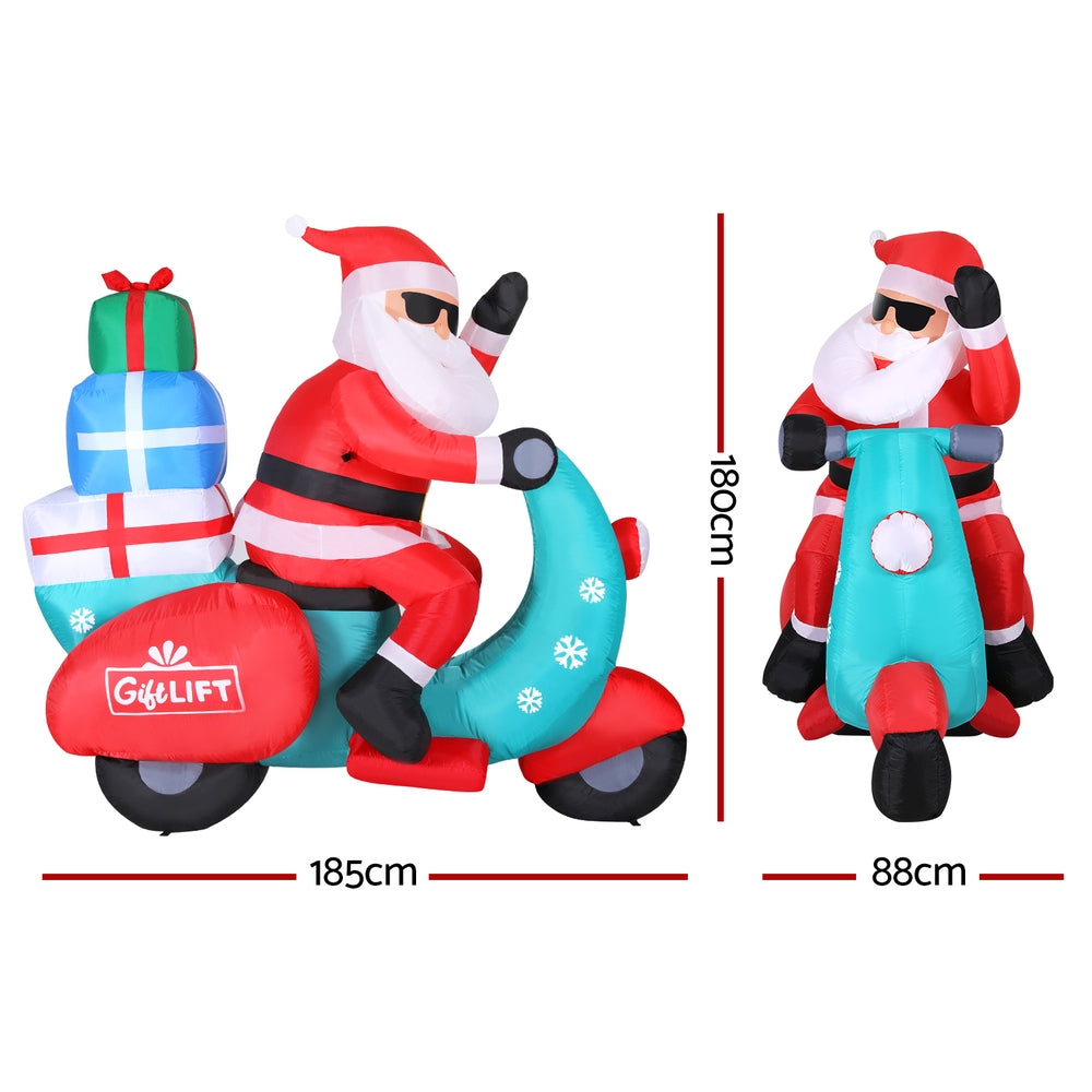 Jingle Jollys Christmas Inflatable Santa Motorbike LED Illuminated Decorations XMAS-INF-SANTA-MOTOR-6FT