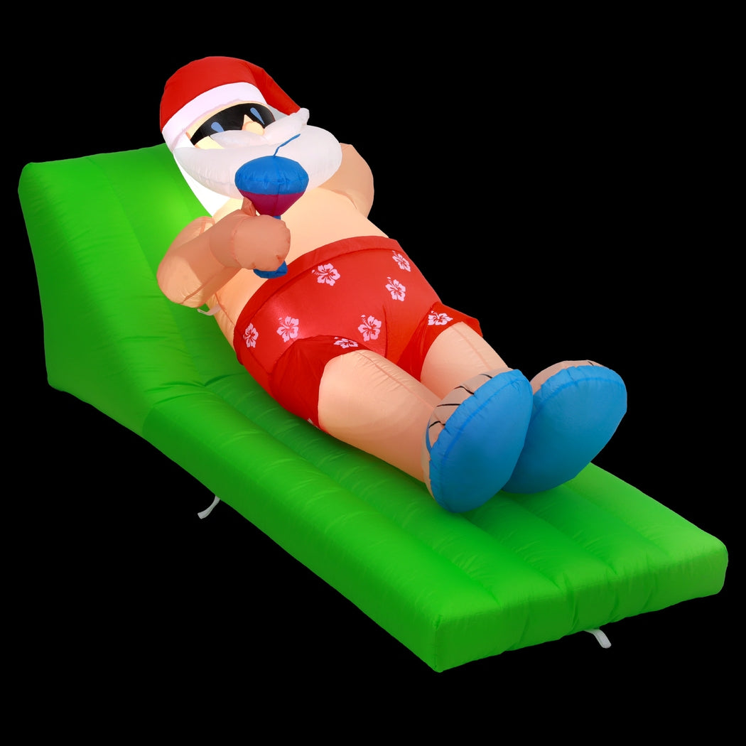 Jingle Jollys Christmas Inflatable Santa Bench 1.8M LED Illuminated Decorations XMAS-INF-SANTA-SUM-6FT