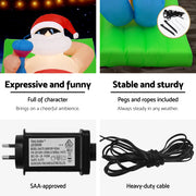 Jingle Jollys Christmas Inflatable Santa Bench 1.8M LED Illuminated Decorations XMAS-INF-SANTA-SUM-6FT