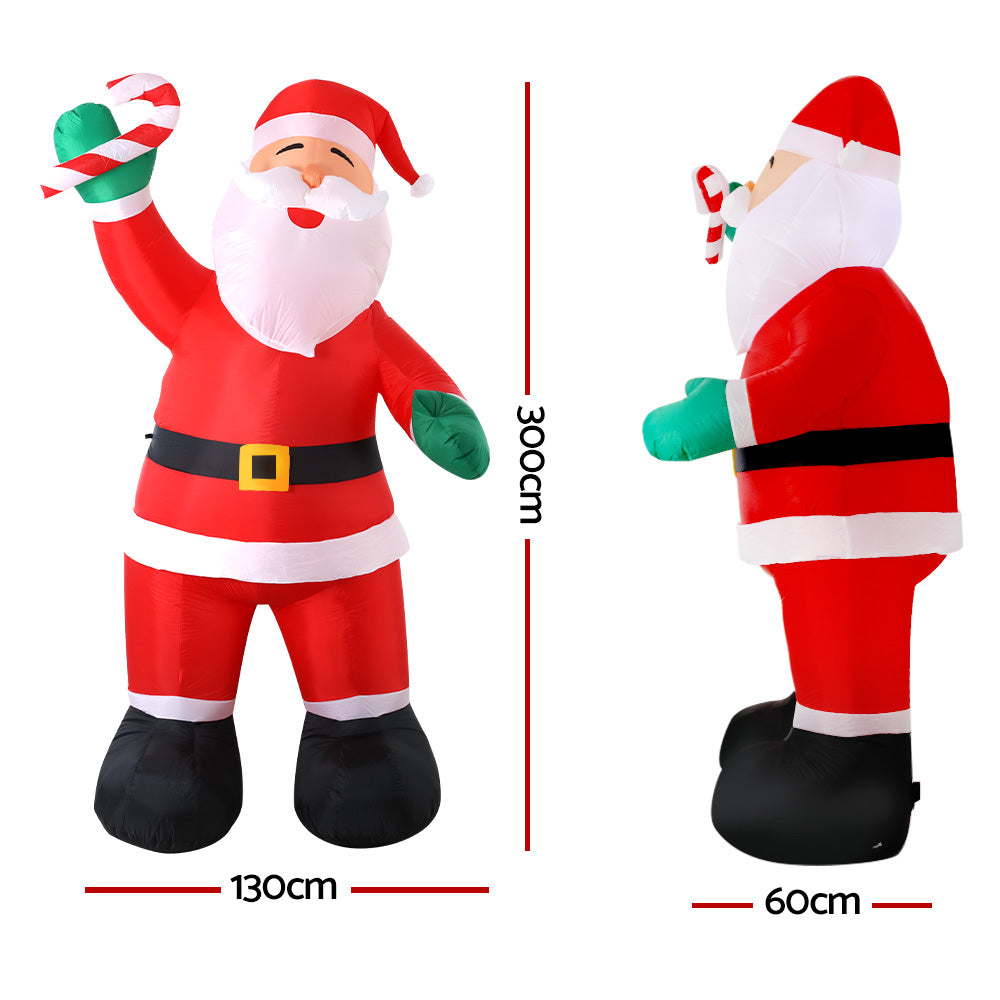 Jingle Jollys Christmas Inflatable Santa 3M Illuminated Decorations XMAS-INF-SMILSAN-10FT