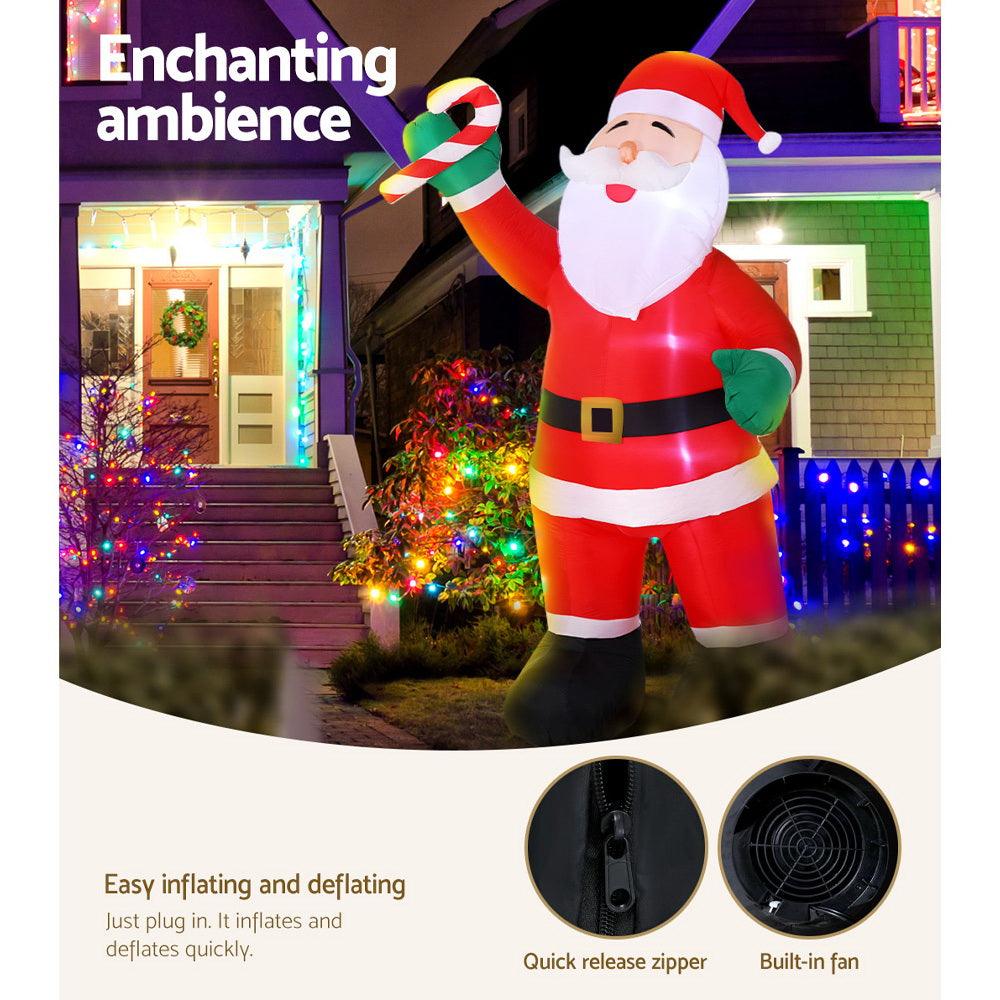 Jingle Jollys Christmas Inflatable Santa 3M Illuminated Decorations XMAS-INF-SMILSAN-10FT