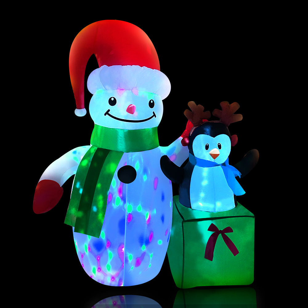 Jingle Jollys Christmas Inflatable Snowman 1.8M Illuminated Decorations XMAS-INF-SNO-PLIGHT-6FT