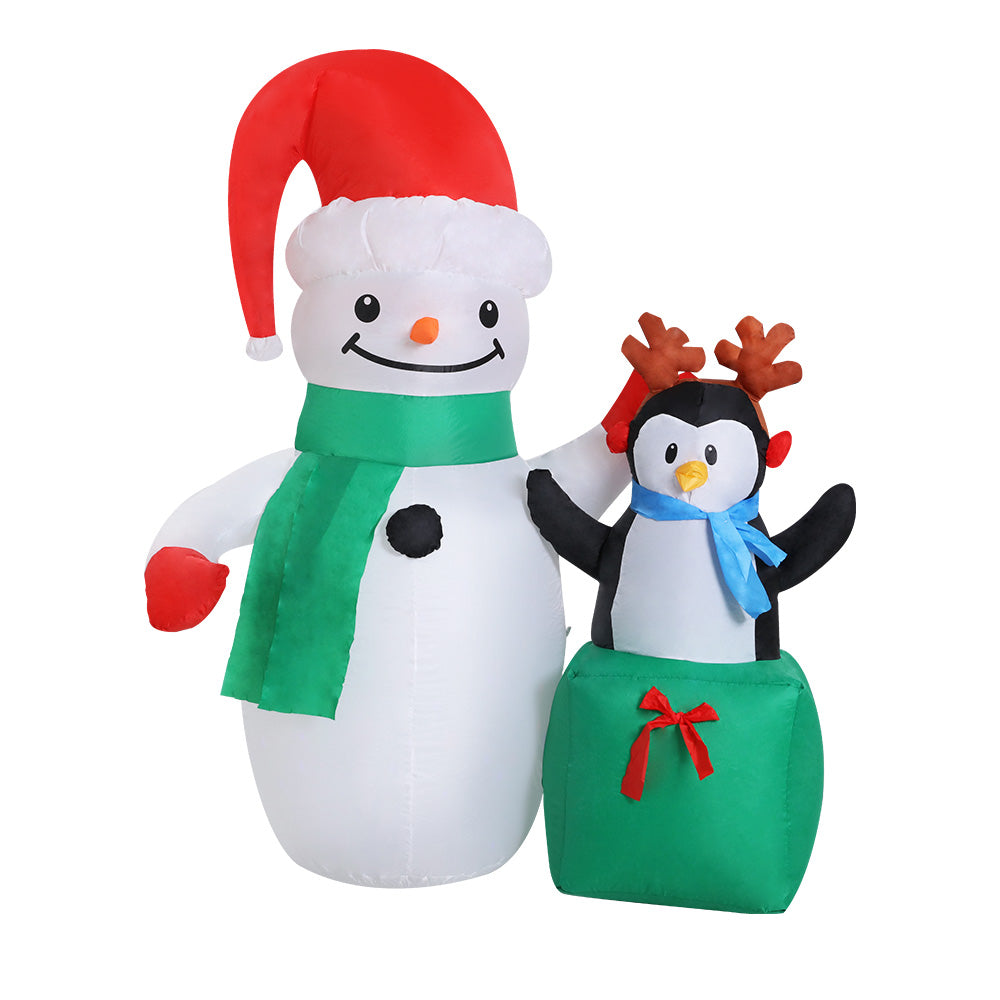 Jingle Jollys Christmas Inflatable Snowman 1.8M Illuminated Decorations XMAS-INF-SNO-PLIGHT-6FT