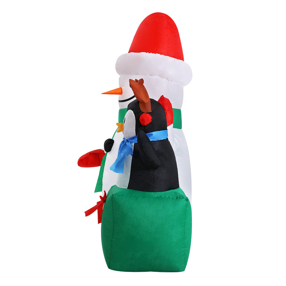 Jingle Jollys Christmas Inflatable Snowman 1.8M Illuminated Decorations XMAS-INF-SNO-PLIGHT-6FT
