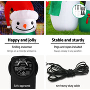 Jingle Jollys Christmas Inflatable Snowman 1.8M Illuminated Decorations XMAS-INF-SNO-PLIGHT-6FT