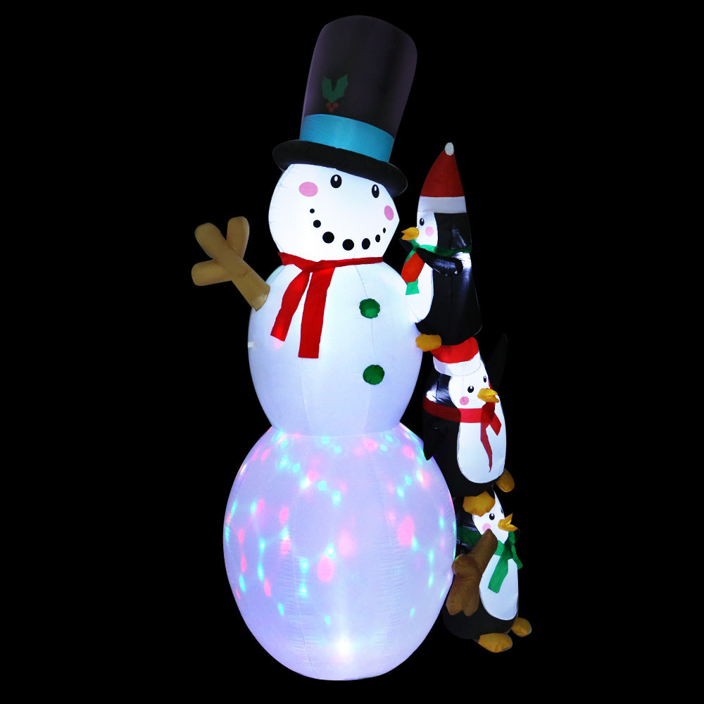 Jingle Jollys Christmas Inflatable Snowman 2.4M Illuminated Decorations XMAS-INF-SNOWPEN-RO-8FT