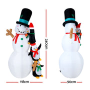 Jingle Jollys Christmas Inflatable Snowman 2.4M Illuminated Decorations XMAS-INF-SNOWPEN-RO-8FT