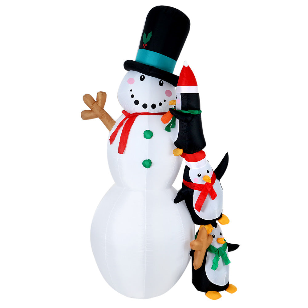 Jingle Jollys Christmas Inflatable Snowman 2.4M Illuminated Decorations XMAS-INF-SNOWPEN-RO-8FT