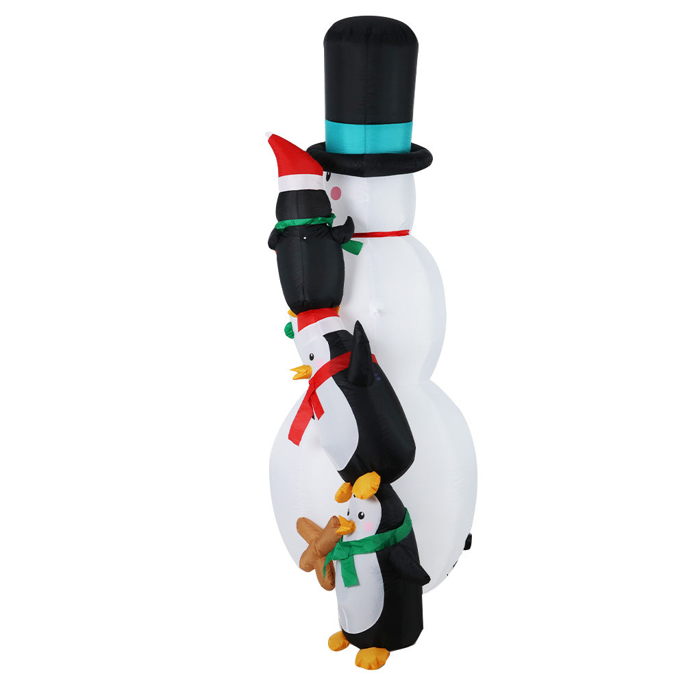 Jingle Jollys Christmas Inflatable Snowman 2.4M Illuminated Decorations XMAS-INF-SNOWPEN-RO-8FT