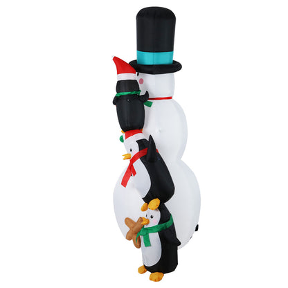Jingle Jollys Christmas Inflatable Snowman 2.4M Illuminated Decorations XMAS-INF-SNOWPEN-RO-8FT