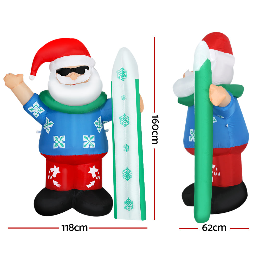 Jingle Jollys Christmas Inflatable Santa 1.6M Illuminated Decorations XMAS-INF-SUM-SAN-5FT