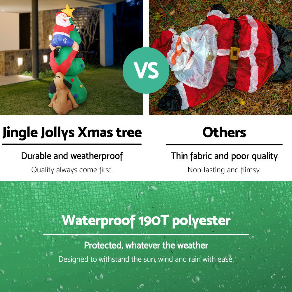 Jingle Jollys Christmas Inflatable Santa Tree 1.8M Illuminated Decorations XMAS-INF-TREE-6FT