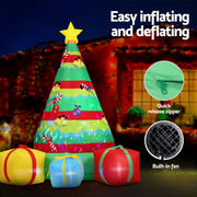 Jingle Jollys Christmas Inflatable Gift Tree 2.2M Height Flashing Light Decorations Illuminated XMAS-INF-TREE-GIFT-7FT