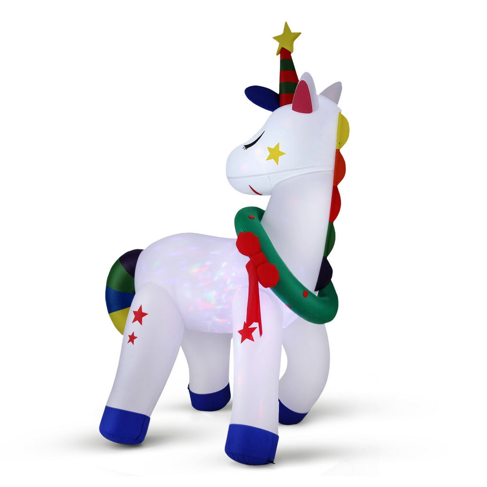 Jingle Jollys Christmas Inflatable Unicorn 1.8M Tall Outdoor Decorations Illuminated XMAS-INF-UNICORN-6FT