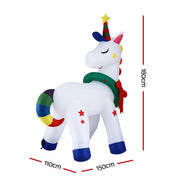 Jingle Jollys Christmas Inflatable Unicorn 1.8M Tall Outdoor Decorations Illuminated XMAS-INF-UNICORN-6FT