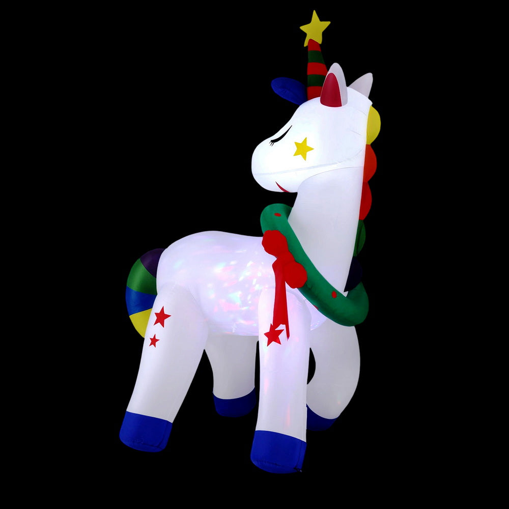 Jingle Jollys Christmas Inflatable Unicorn 1.8M Tall Outdoor Decorations Illuminated XMAS-INF-UNICORN-6FT