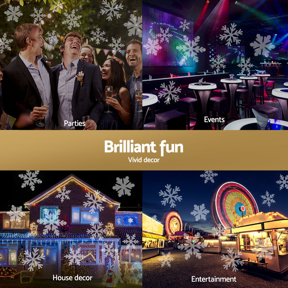 Jingle Jollys Christmas Lights Laser Light Snowflake Projector Indoor Outdoor XMAS-LASER-DOU-SNOW