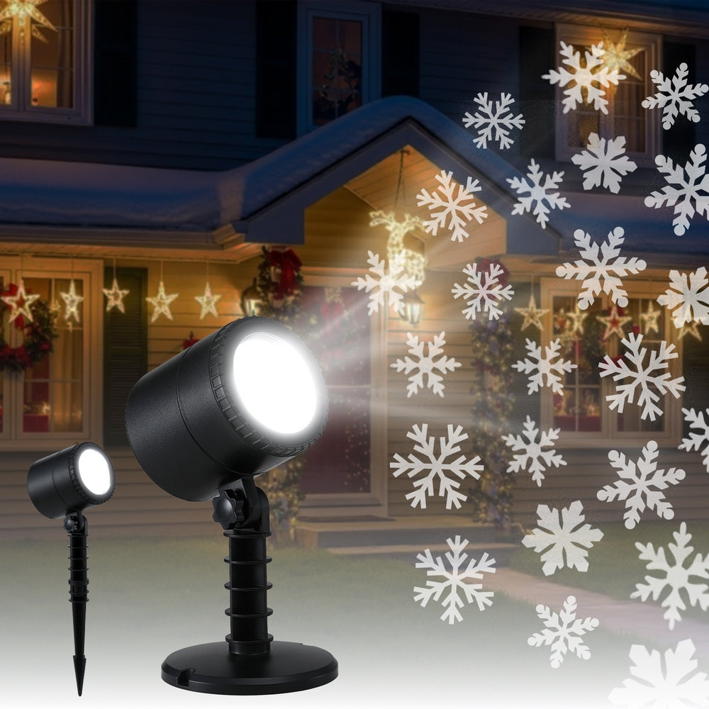 Jingle Jollys Christmas Lights Laser Light Snowflake Projector Indoor Outdoor XMAS-LASER-DOU-SNOW