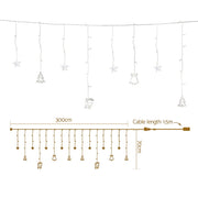 138 LED 3M Christmas Lights Icicle Light Warm White Jingle Jollys XMAS-LED-160-IC-BELL-WARM