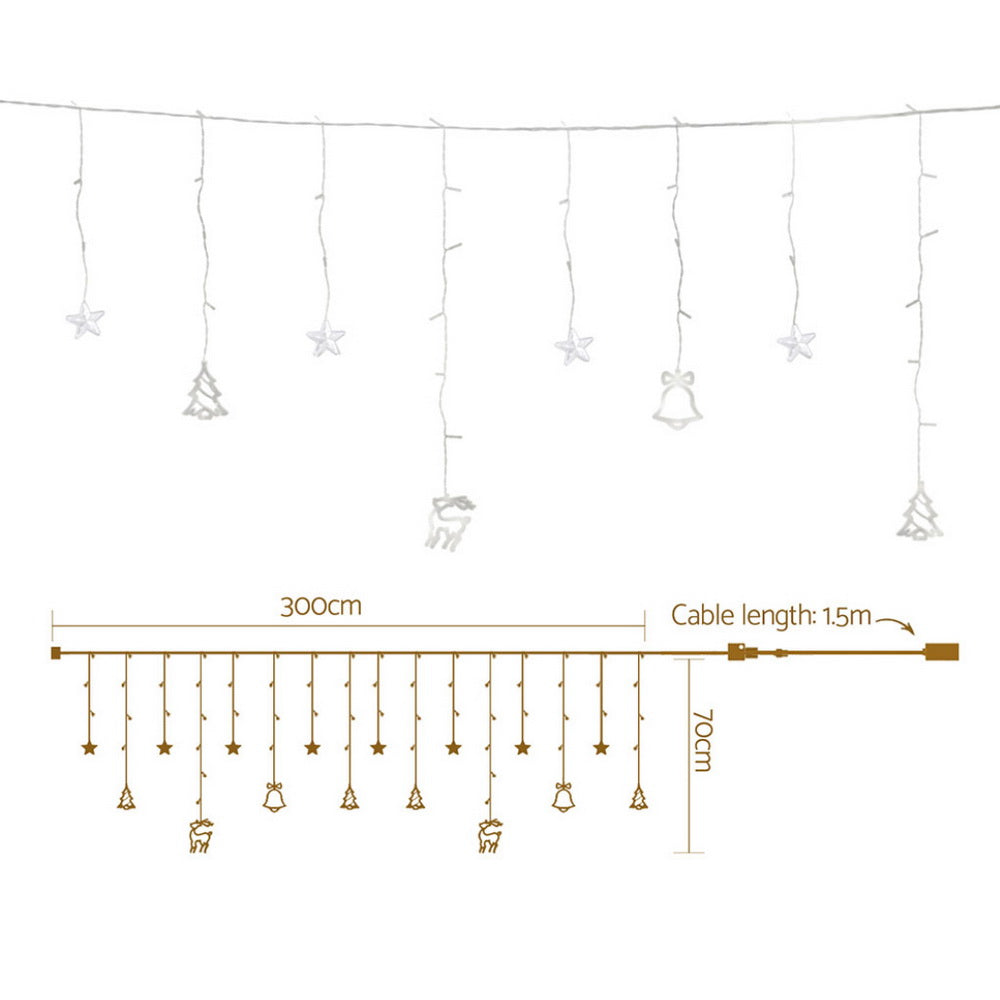 138 LED 3M Christmas Lights Icicle Light Warm White Jingle Jollys XMAS-LED-160-IC-BELL-WARM