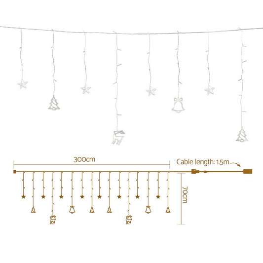 138 LED 3M Christmas Lights Icicle Light Warm White Jingle Jollys XMAS-LED-160-IC-BELL-WARM