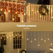 138 LED 3M Christmas Lights Icicle Light Warm White Jingle Jollys XMAS-LED-160-IC-BELL-WARM