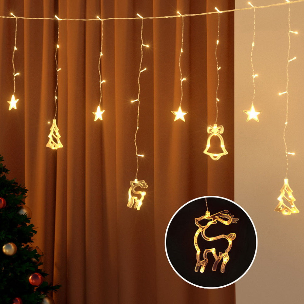 138 LED 3M Christmas Lights Icicle Light Warm White Jingle Jollys XMAS-LED-160-IC-BELL-WARM