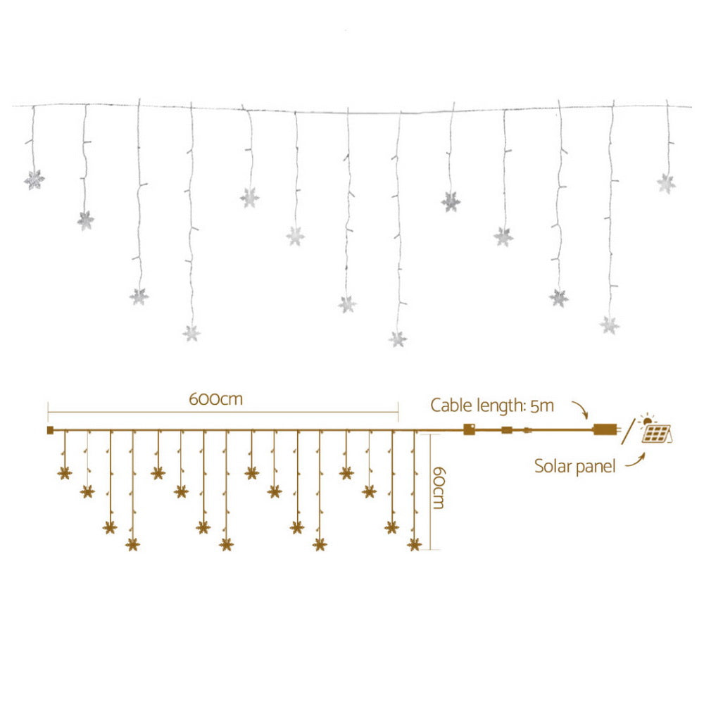 160 LED 6M Christmas Lights Icicle Light Solar Cold Jingle Jollys XMAS-LED-160-IC-SNOW-WH