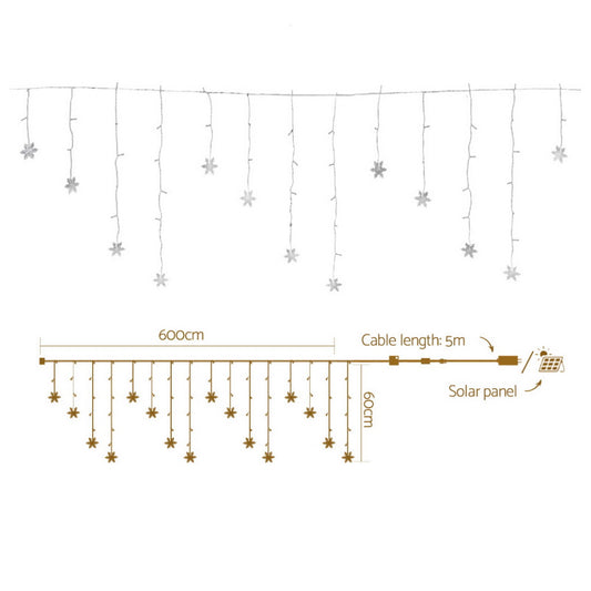 160 LED 6M Christmas Lights Icicle Light Solar Cold Jingle Jollys XMAS-LED-160-IC-SNOW-WH
