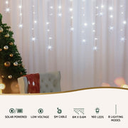 160 LED 6M Christmas Lights Icicle Light Solar Cold Jingle Jollys XMAS-LED-160-IC-SNOW-WH