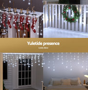 160 LED 6M Christmas Lights Icicle Light Solar Cold Jingle Jollys XMAS-LED-160-IC-SNOW-WH