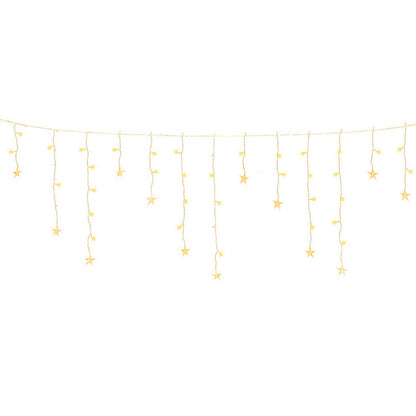 160 LED 6M Christmas Lights Icicle Light Solar Warm Jingle Jollys XMAS-LED-160-IC-STAR-WARM