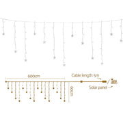 160 LED 6M Christmas Lights Icicle Light Solar Warm Jingle Jollys XMAS-LED-160-IC-STAR-WARM