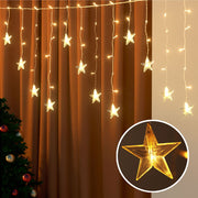 160 LED 6M Christmas Lights Icicle Light Solar Warm Jingle Jollys XMAS-LED-160-IC-STAR-WARM