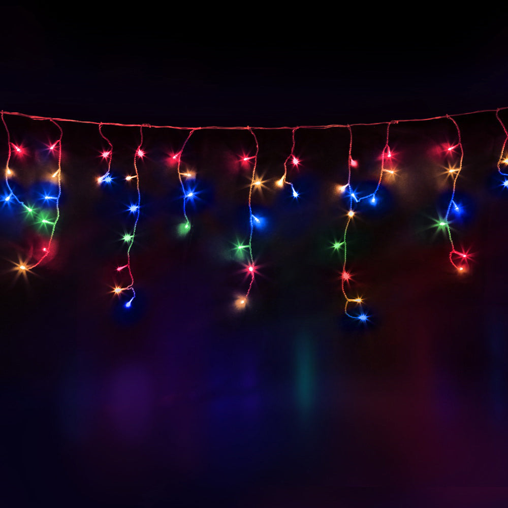 12.5M Christmas Lights Solar Icicle String Light Multi Colour Jingle Jollys XMAS-LED-500-IC-MC-SLA