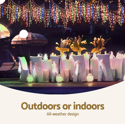 12.5M Christmas Lights Solar Icicle String Light Multi Colour Jingle Jollys XMAS-LED-500-IC-MC-SLA