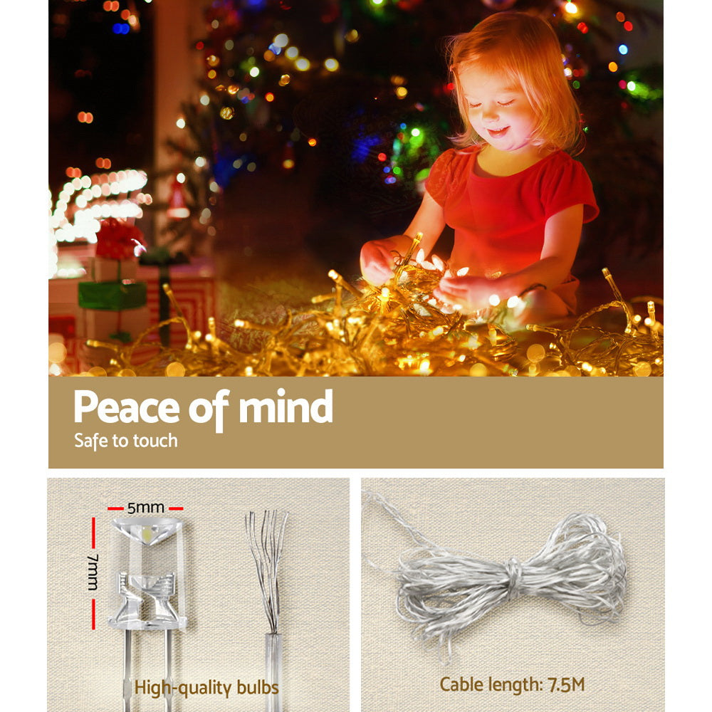 12.5M Christmas Lights Solar Icicle String Light Warm White Jingle Jollys XMAS-LED-500-IC-WARM-SLA