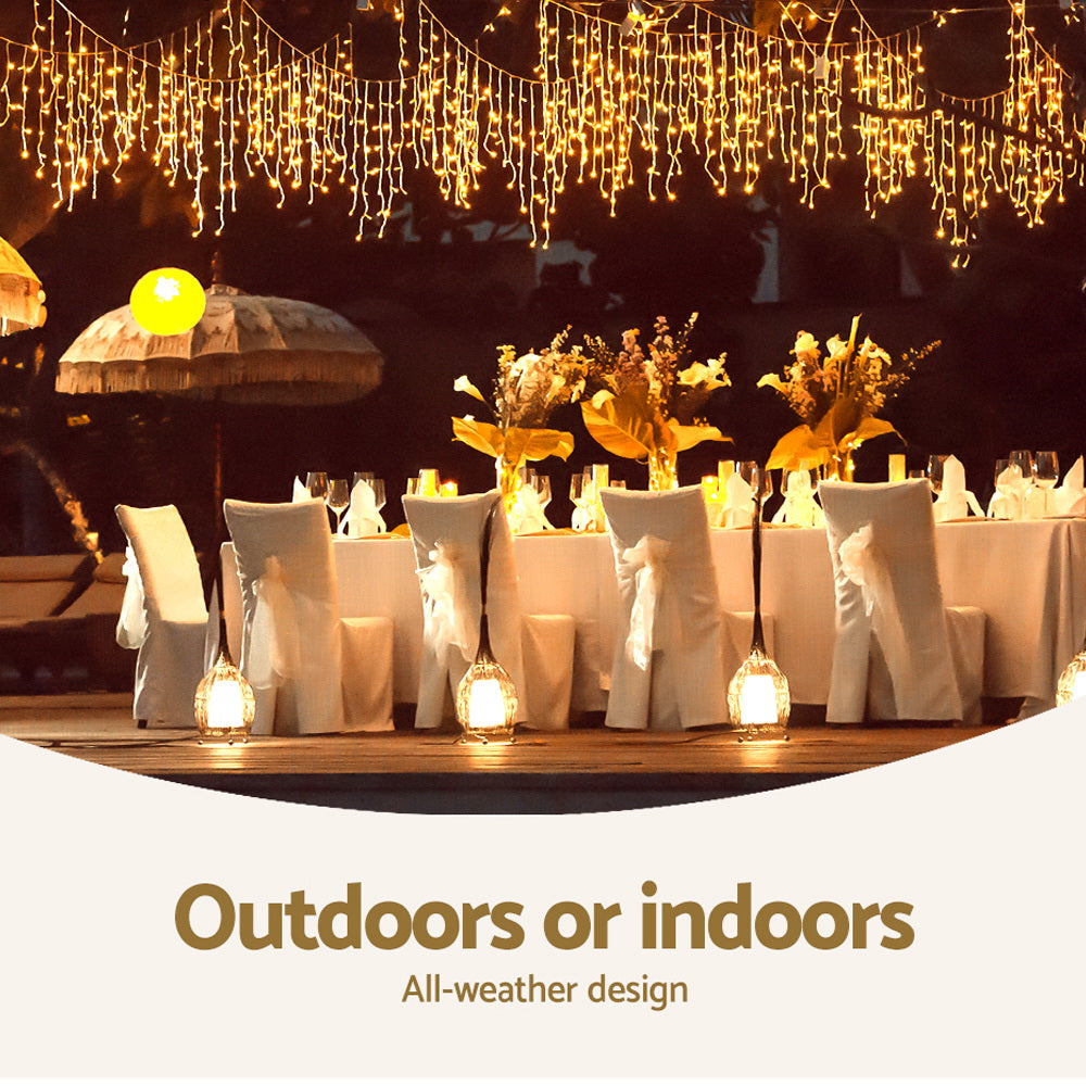 12.5M Christmas Lights Solar Icicle String Light Warm White Jingle Jollys XMAS-LED-500-IC-WARM-SLA