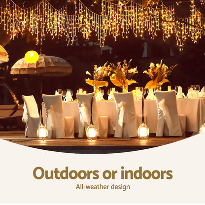 12.5M Christmas Lights Solar Icicle String Light Warm White Jingle Jollys XMAS-LED-500-IC-WARM-SLA